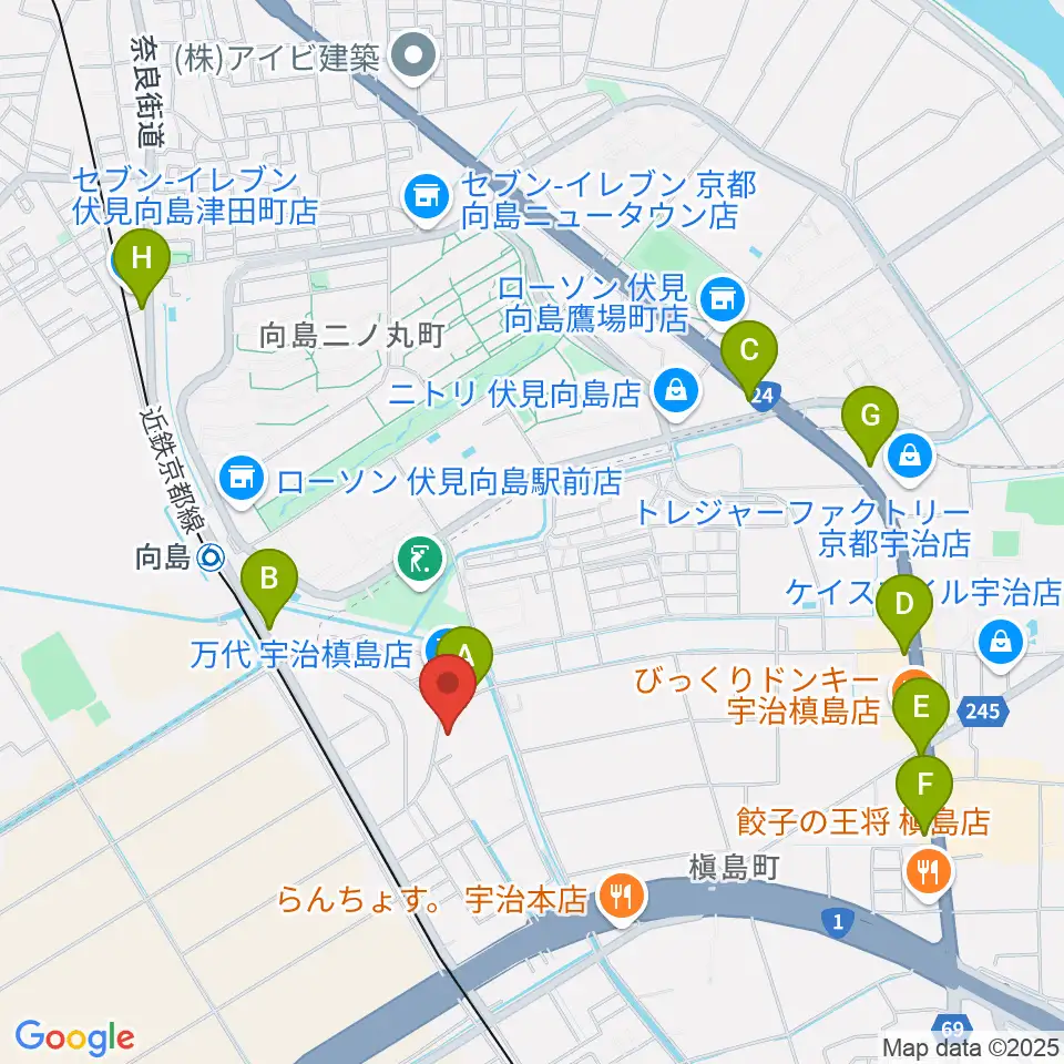 ヒガシ絃楽器製作所 オリエンテ周辺のカフェ一覧地図