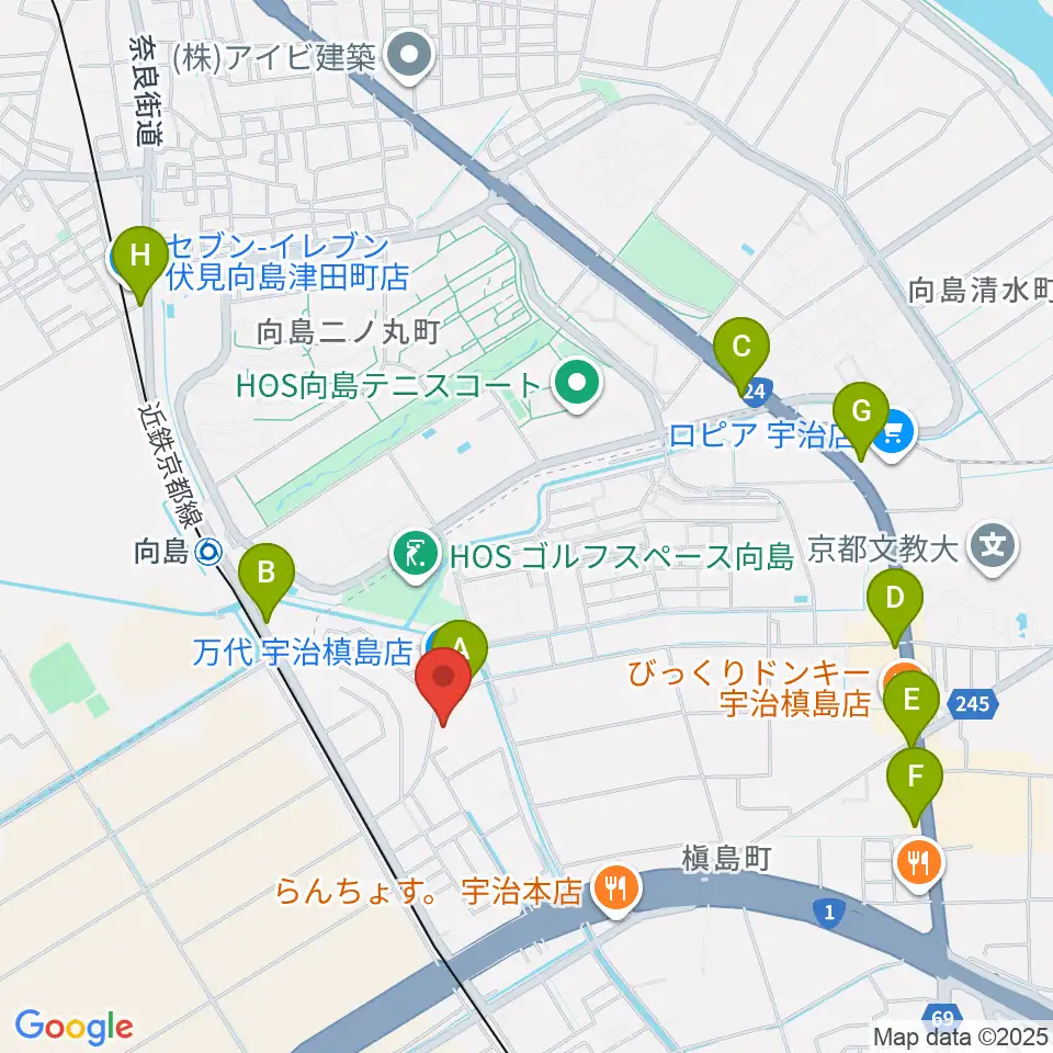 ヒガシ絃楽器製作所 オリエンテ周辺のカフェ一覧地図