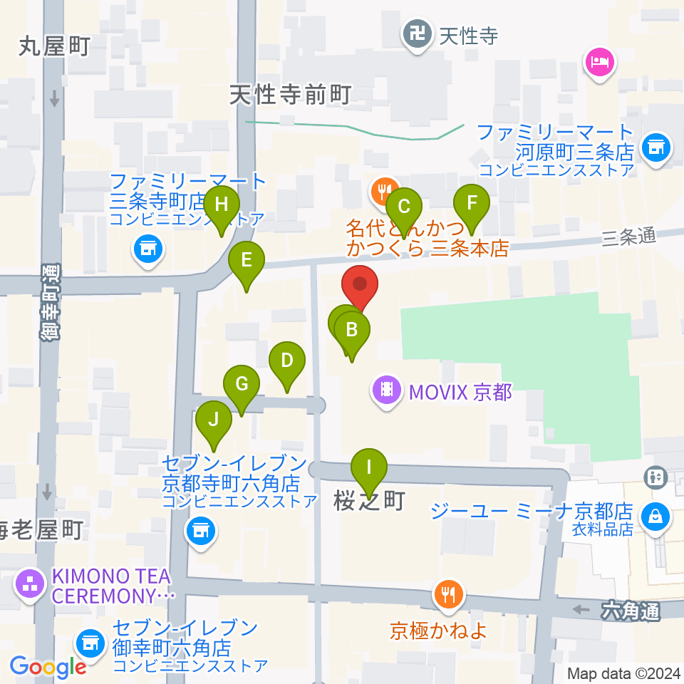 JEUGIA三条本店周辺のカフェ一覧地図