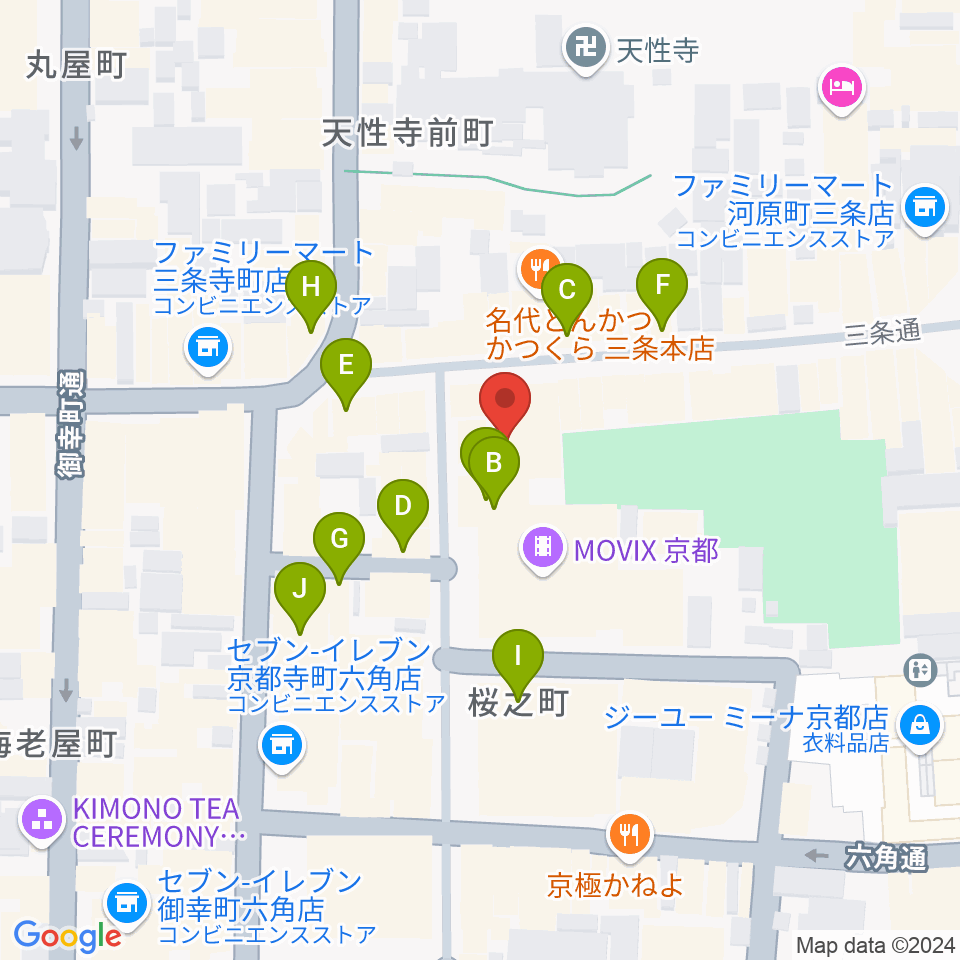 JEUGIA三条本店周辺のカフェ一覧地図