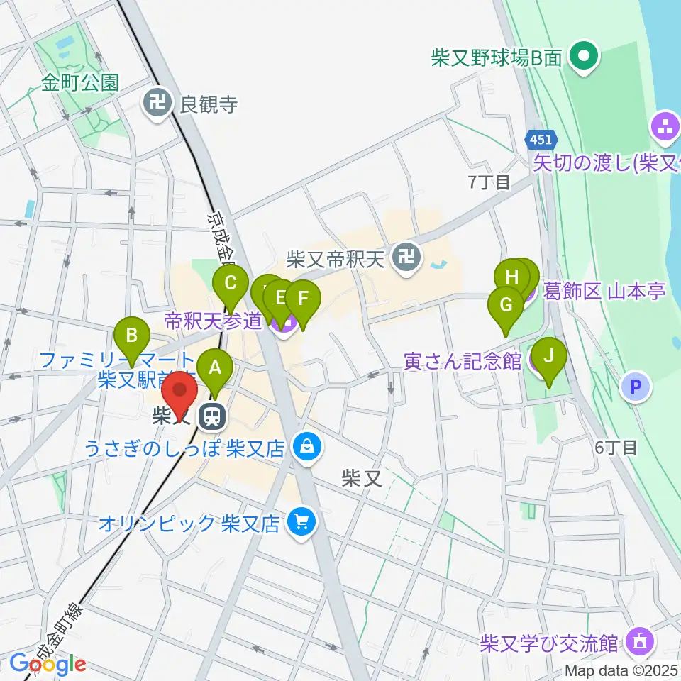 葛飾しばまた音楽教室周辺のカフェ一覧地図