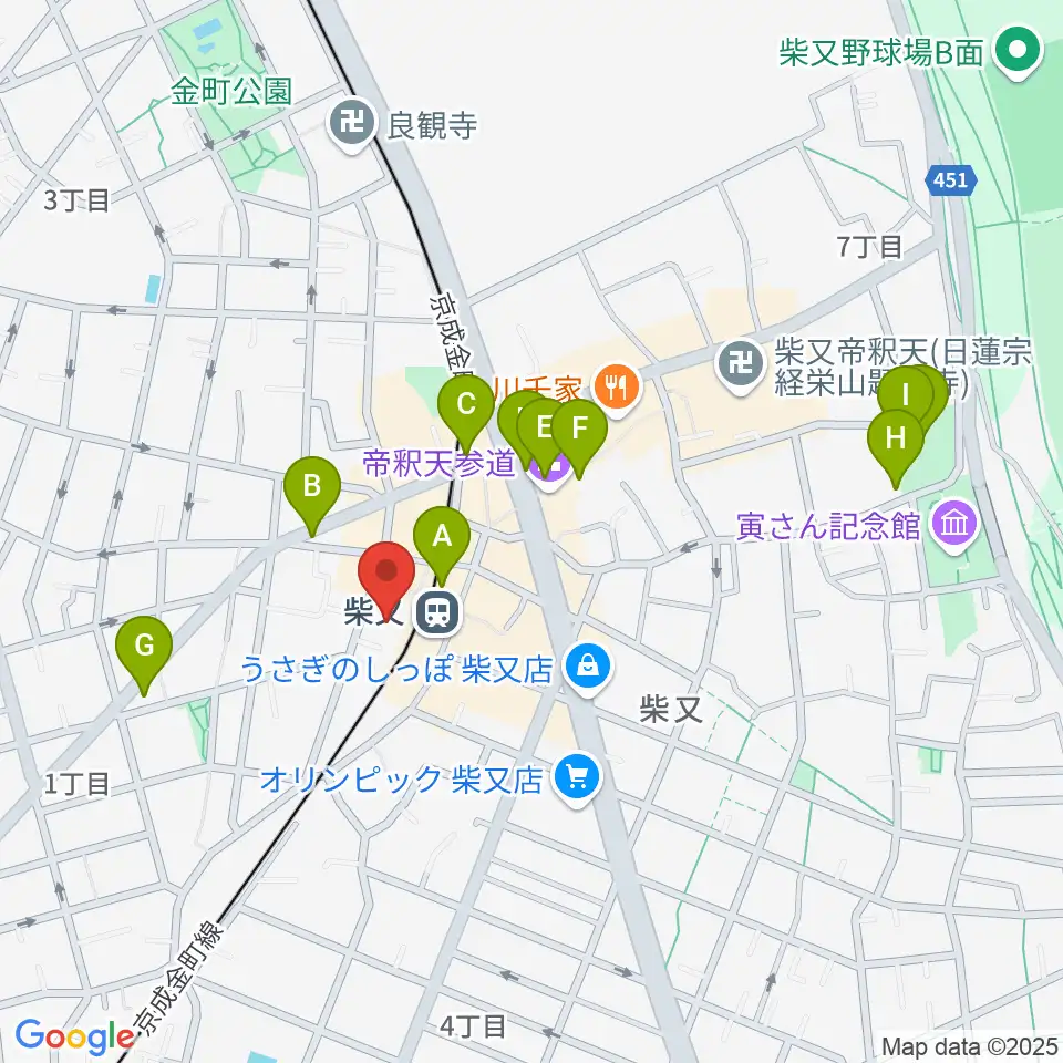 葛飾しばまた音楽教室周辺のカフェ一覧地図