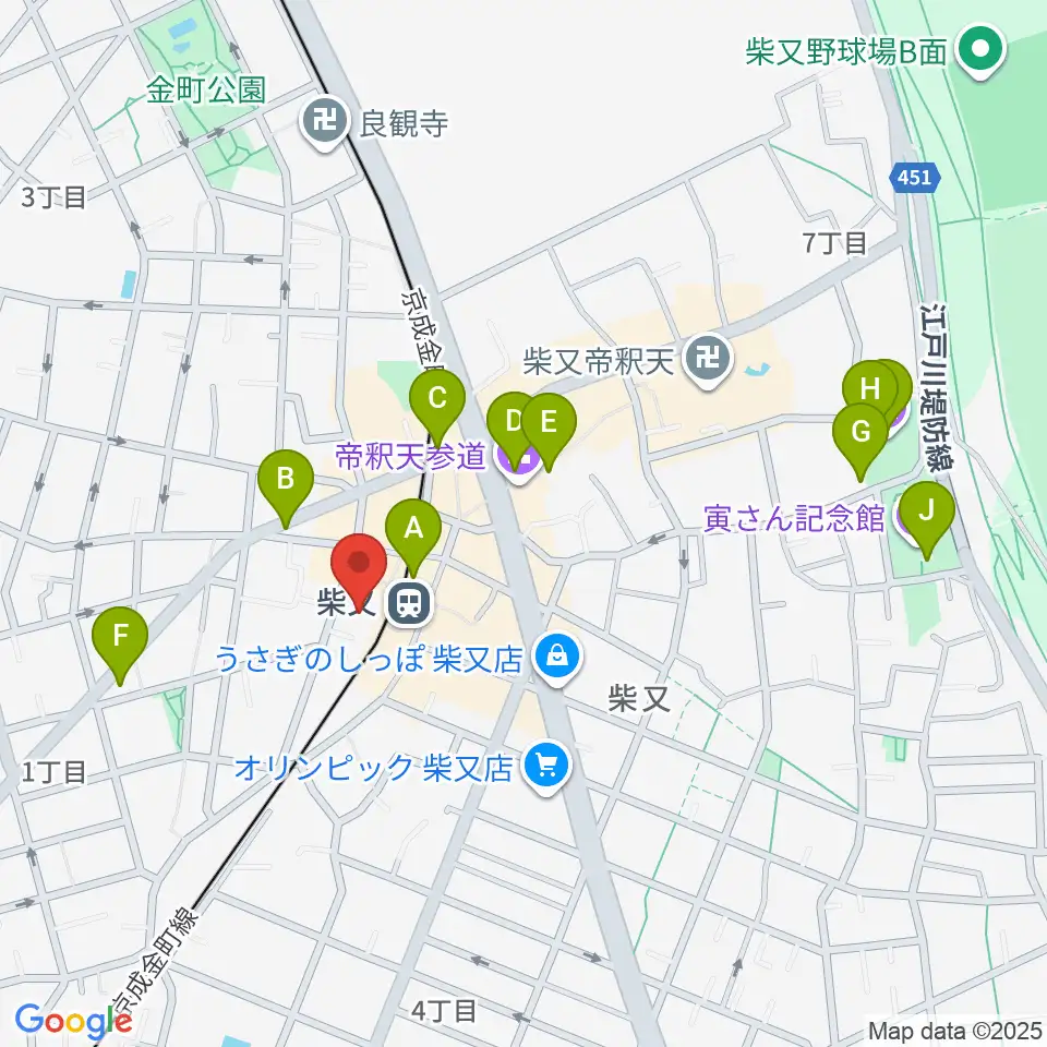 葛飾しばまた音楽教室周辺のカフェ一覧地図