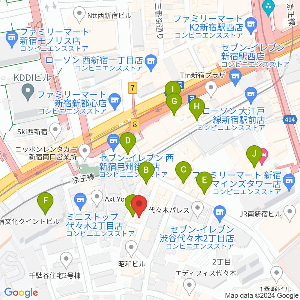 スタジオミュージアム新宿店周辺のカフェ一覧地図