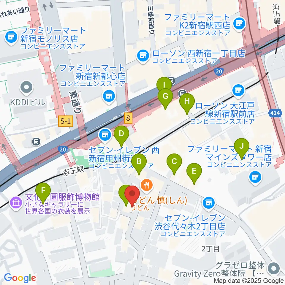スタジオミュージアム新宿店周辺のカフェ一覧地図