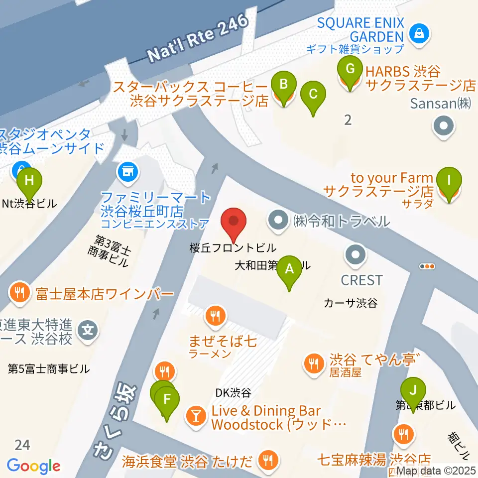 渋谷ギターズステーション周辺のカフェ一覧地図