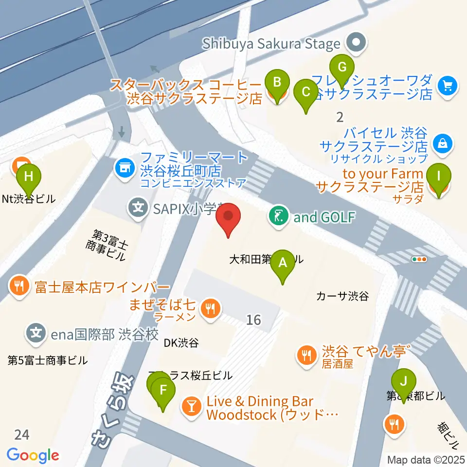 渋谷ギターズステーション周辺のカフェ一覧地図