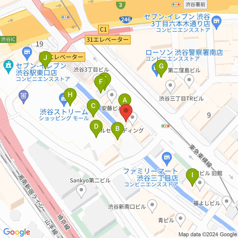 イケベリユースギターズ周辺のカフェ一覧地図