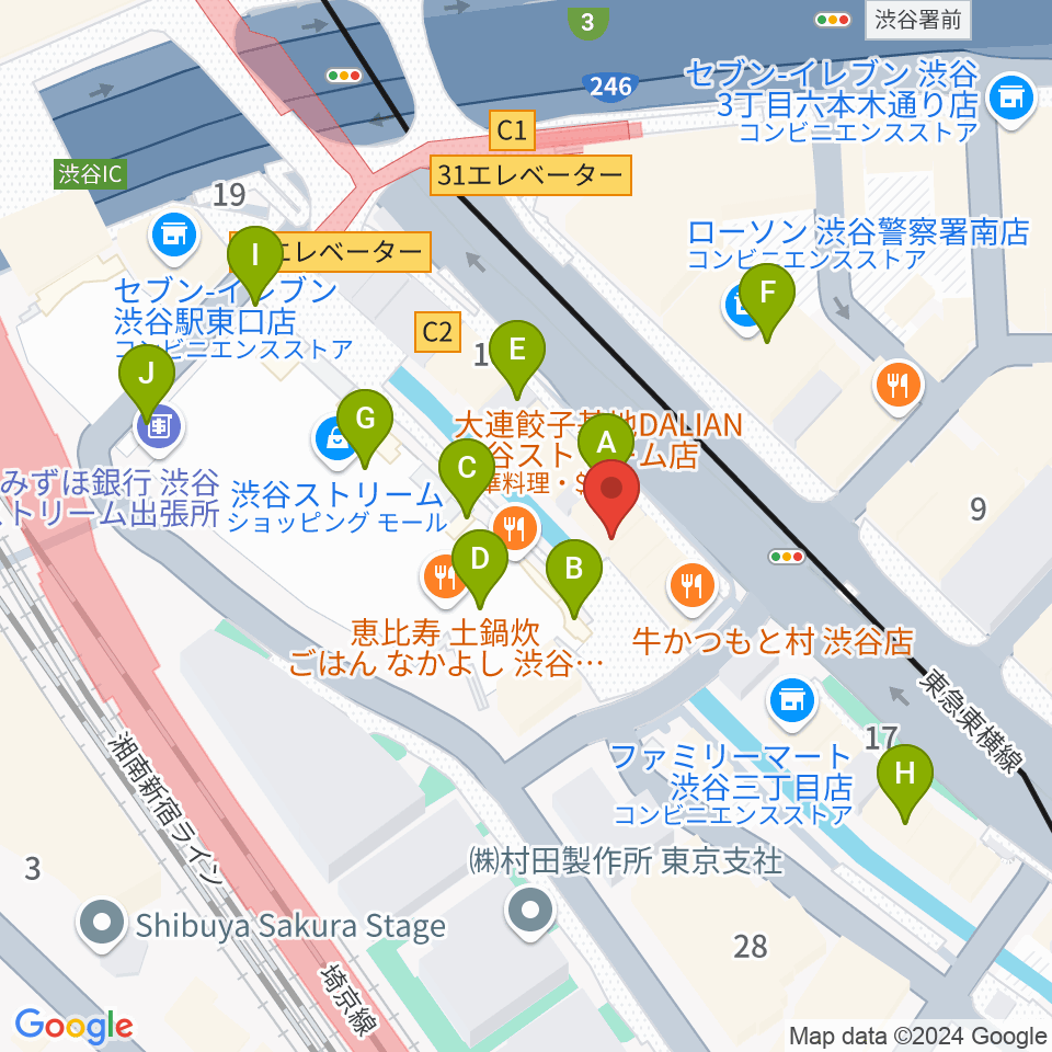 イケベリユースギターズ周辺のカフェ一覧地図