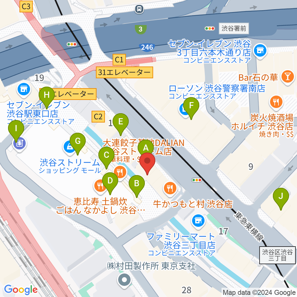 イケベリユースギターズ周辺のカフェ一覧地図