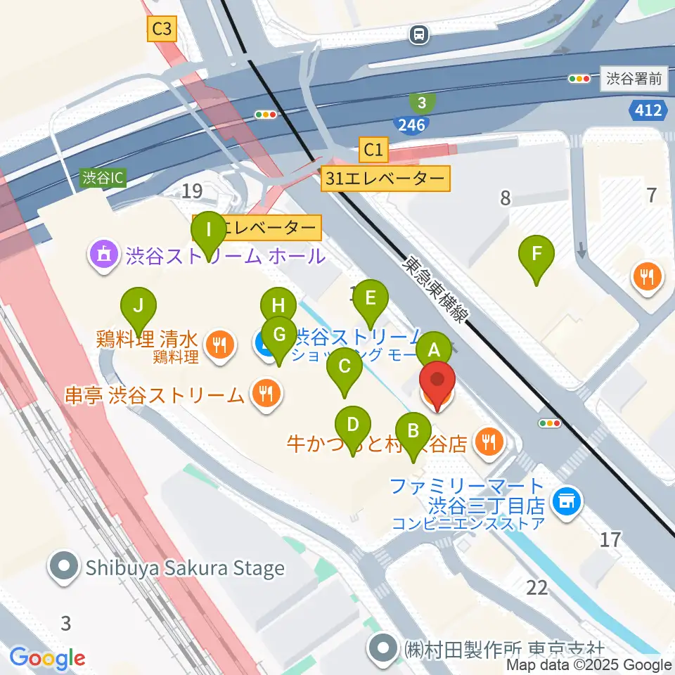 イケベリユースギターズ周辺のカフェ一覧地図