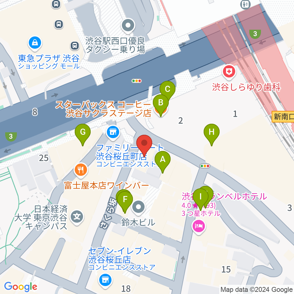 イケベ楽器店ベースコレクション周辺のカフェ一覧地図