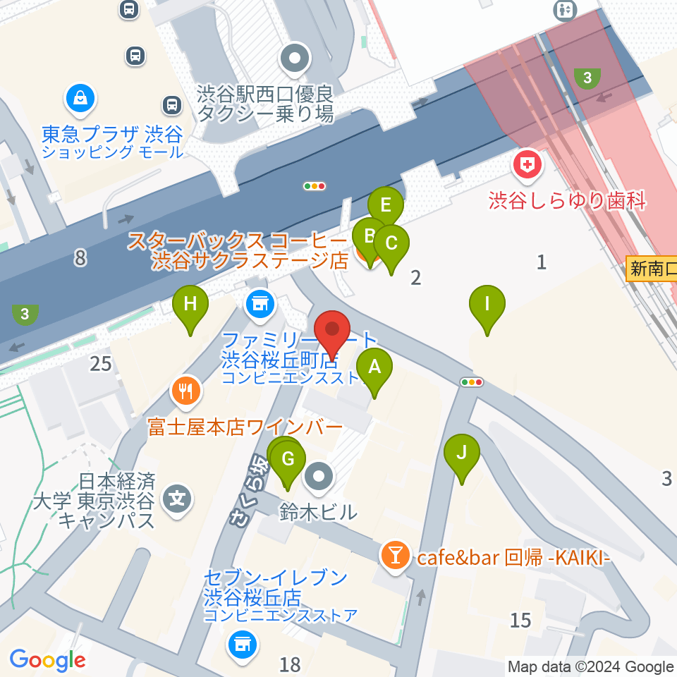 イケベ楽器店ベースコレクション周辺のカフェ一覧地図