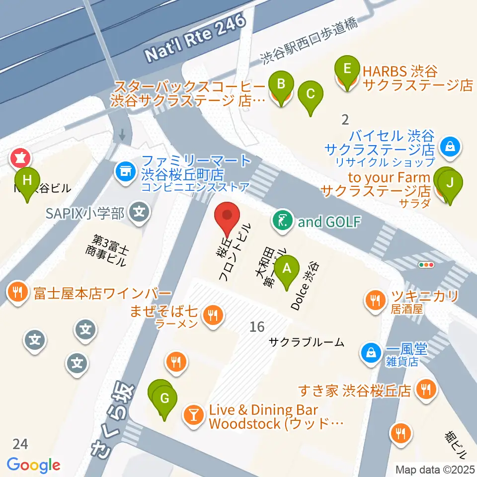 イケベ楽器店ベースコレクション周辺のカフェ一覧地図