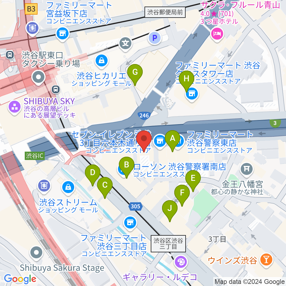 イケベ楽器店ウインドブロス周辺のカフェ一覧地図