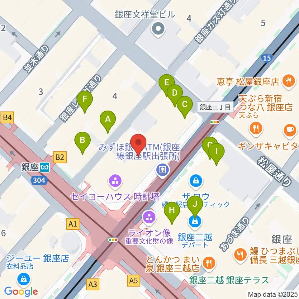 山野楽器 銀座本店周辺のカフェ一覧地図