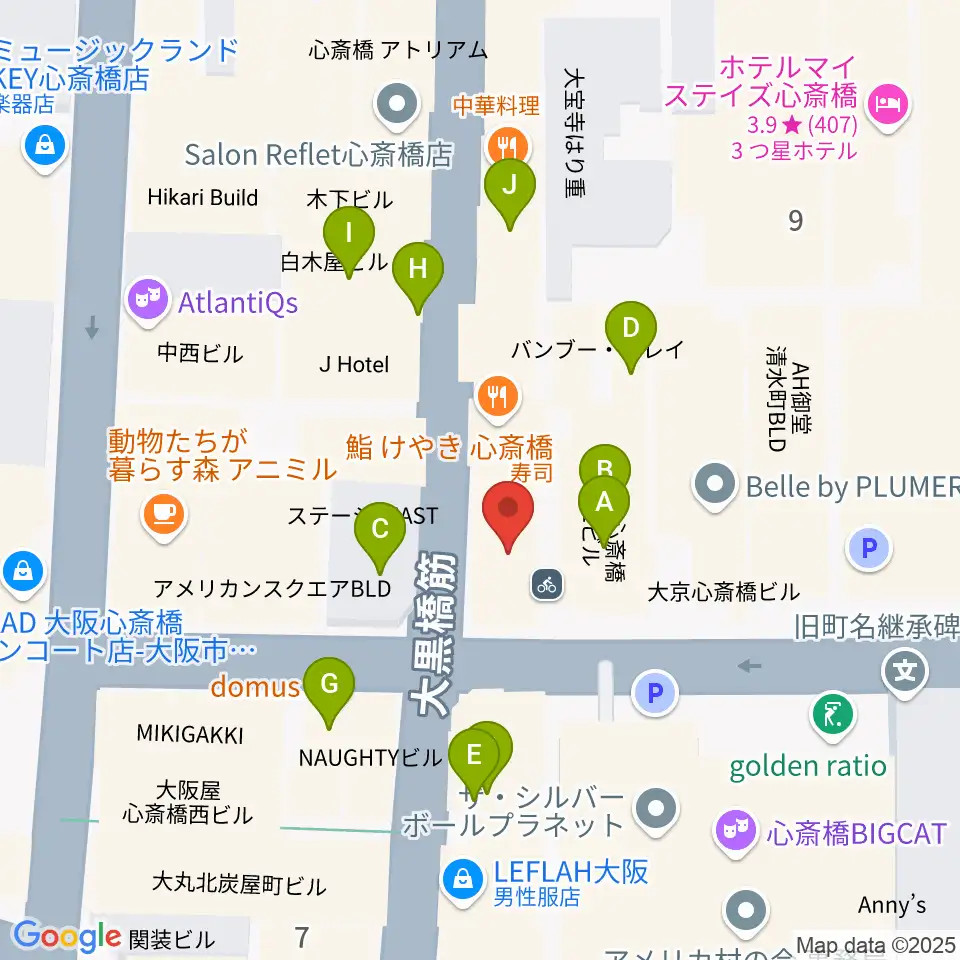 イケベ楽器店プレミアムギターズ周辺のカフェ一覧地図