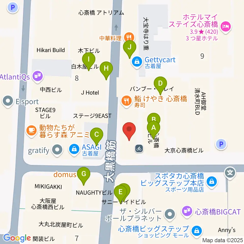イケベ楽器店プレミアムギターズ周辺のカフェ一覧地図