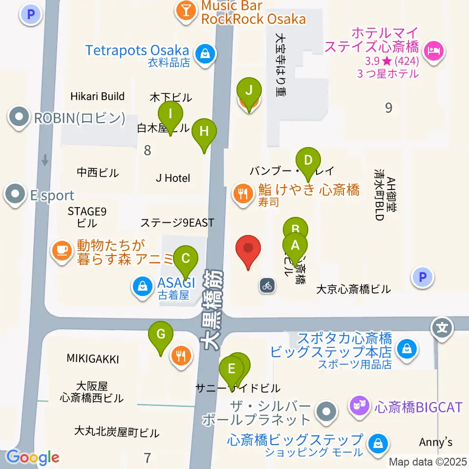 イケベ楽器店プレミアムギターズ周辺のカフェ一覧地図