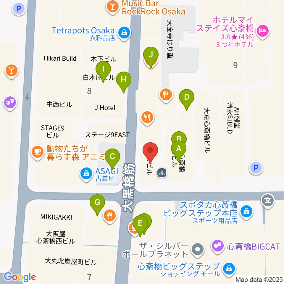 イケベ楽器店プレミアムギターズ周辺のカフェ一覧地図