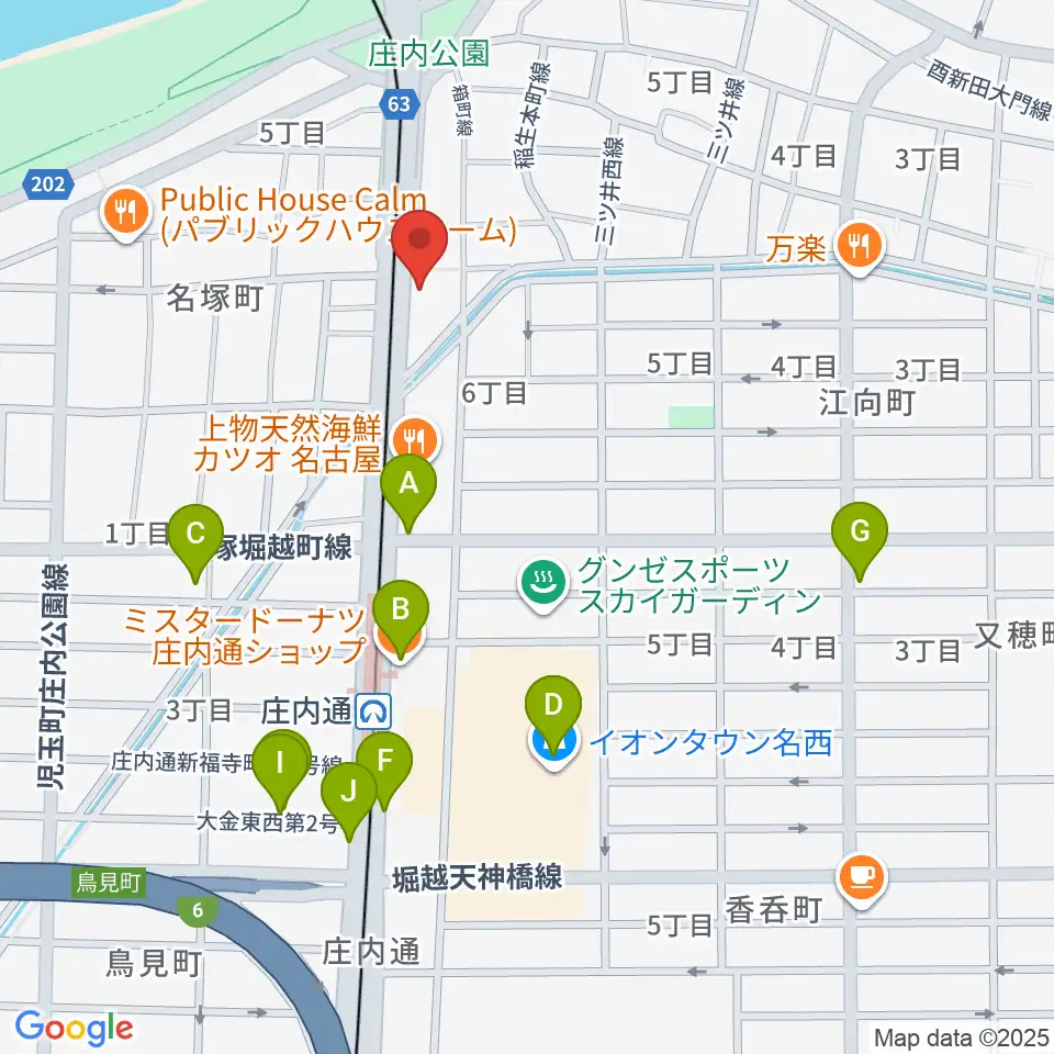 和楽器山本周辺のカフェ一覧地図