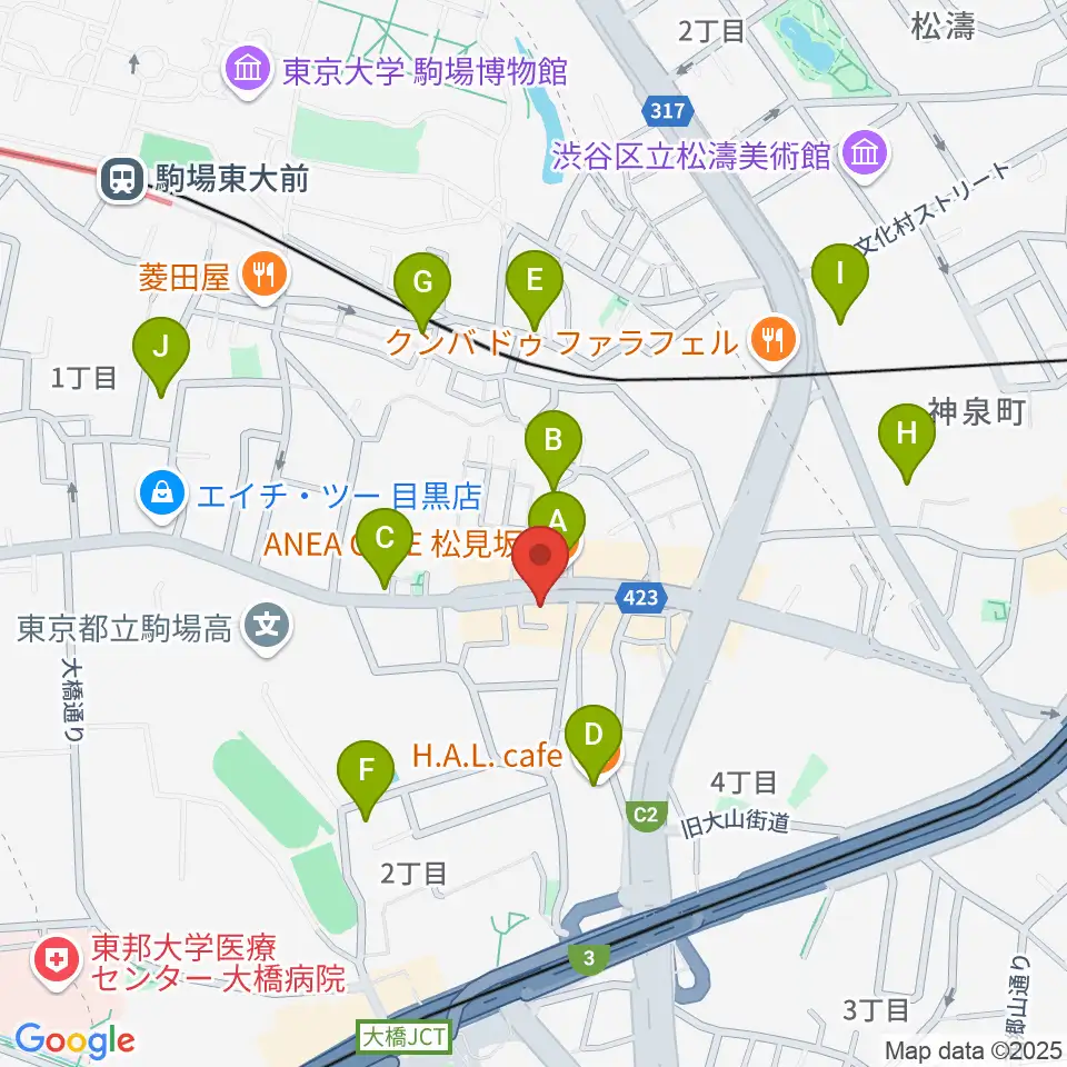 STUDIO SEEZE周辺のカフェ一覧地図