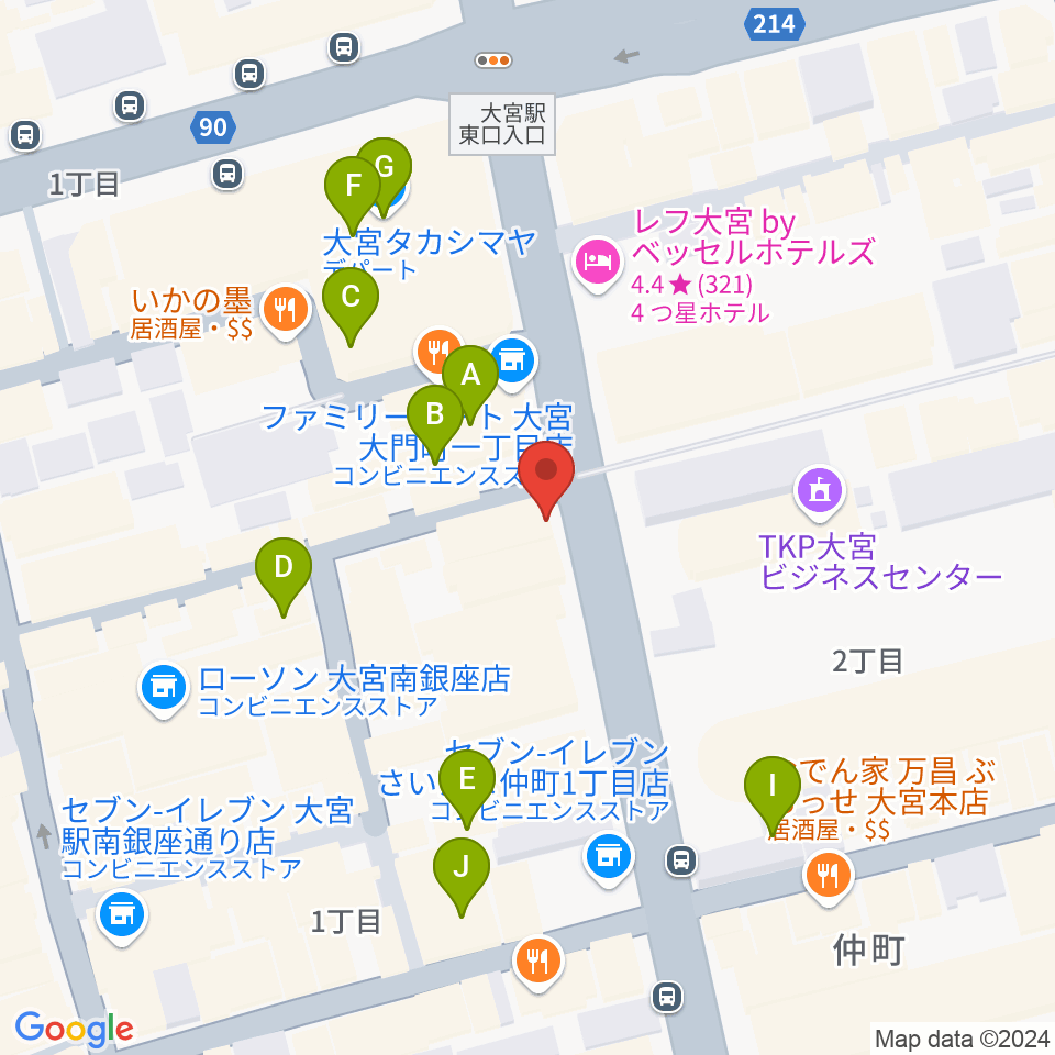 クレアーレ大宮周辺のカフェ一覧地図