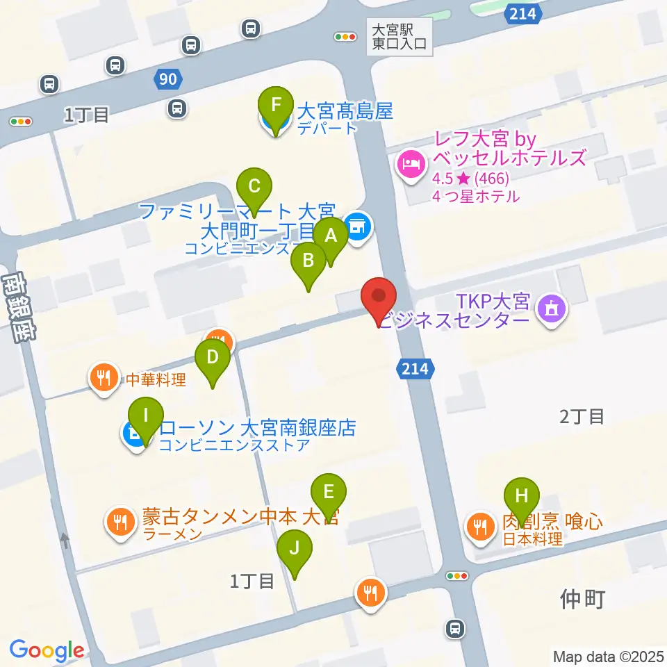 クレアーレ大宮周辺のカフェ一覧地図