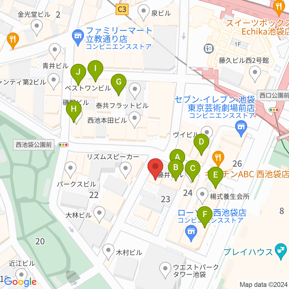 イケガク周辺のカフェ一覧地図