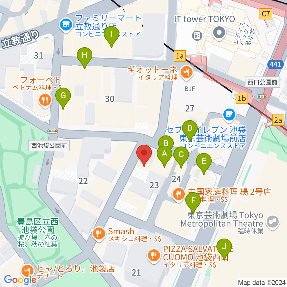 イケガク周辺のカフェ一覧地図