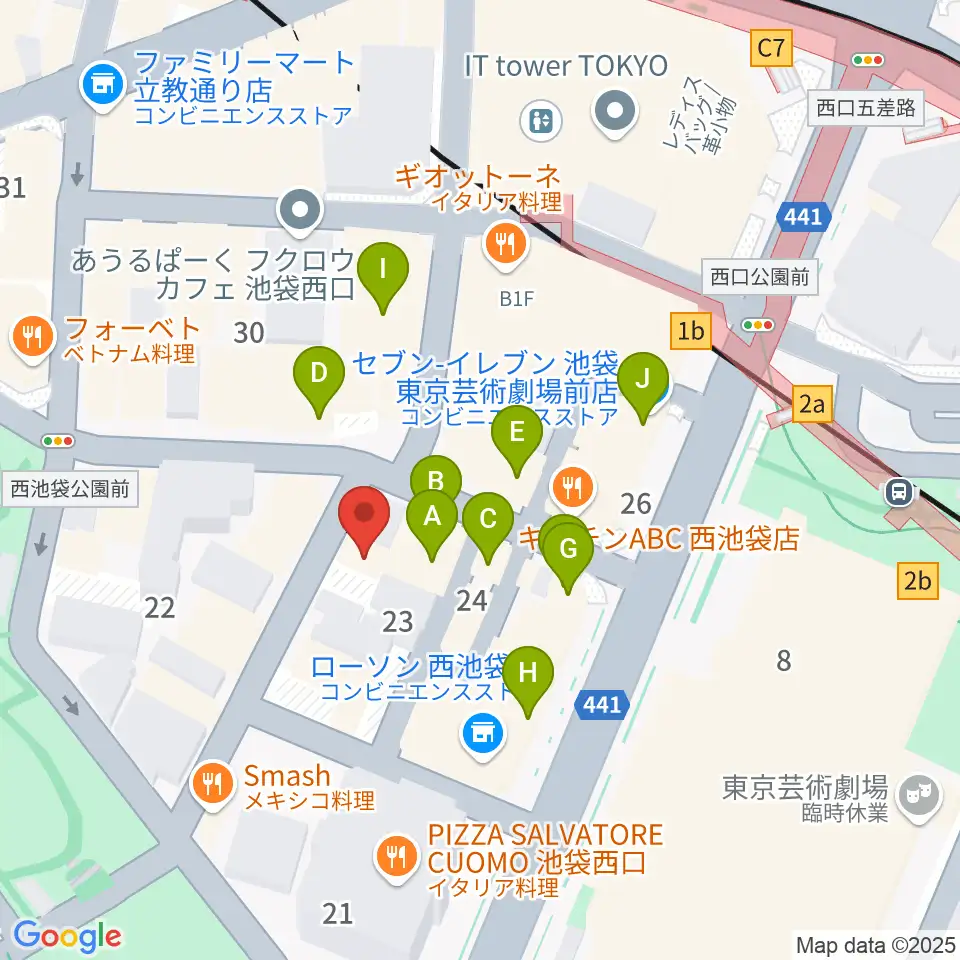 イケガク周辺のカフェ一覧地図