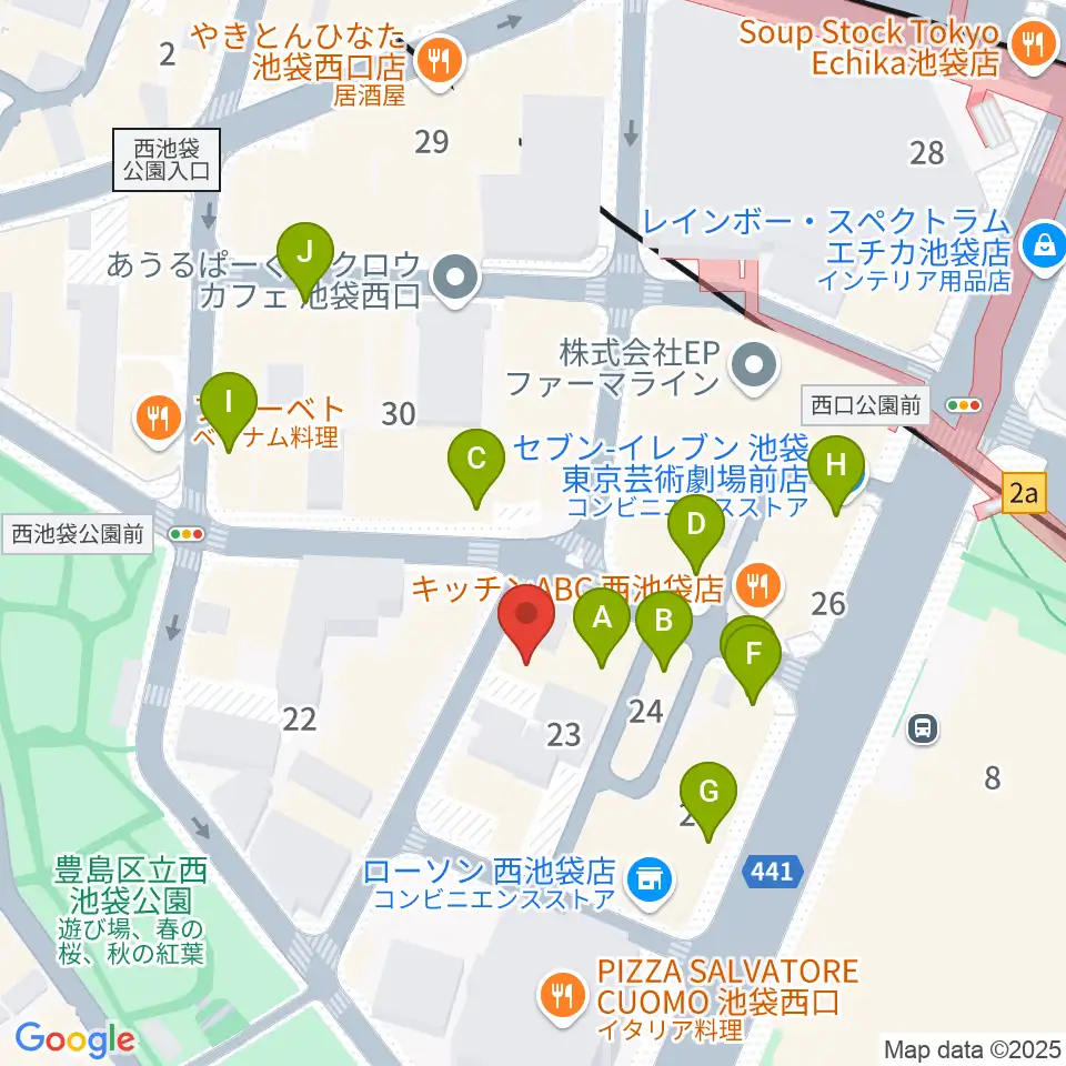 イケガク周辺のカフェ一覧地図
