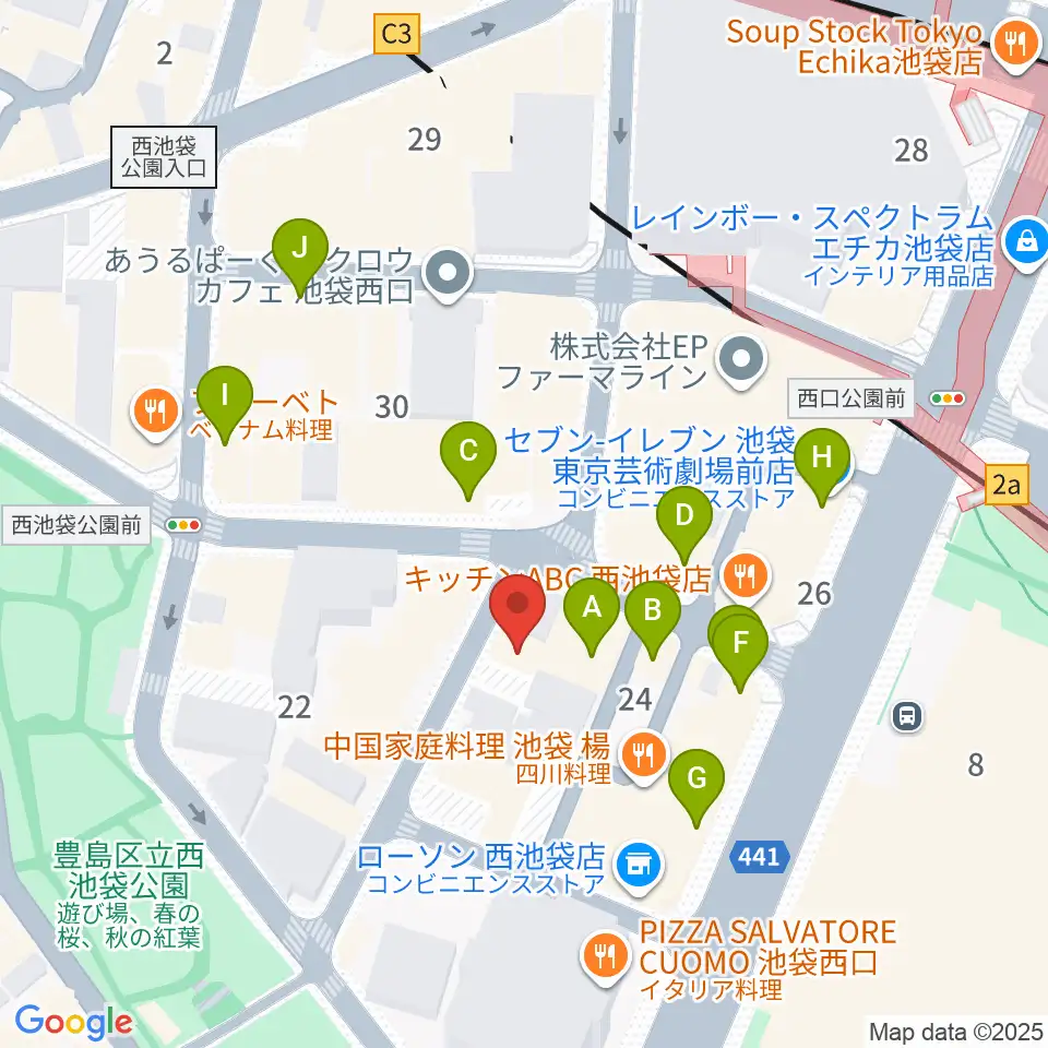 イケガク周辺のカフェ一覧地図
