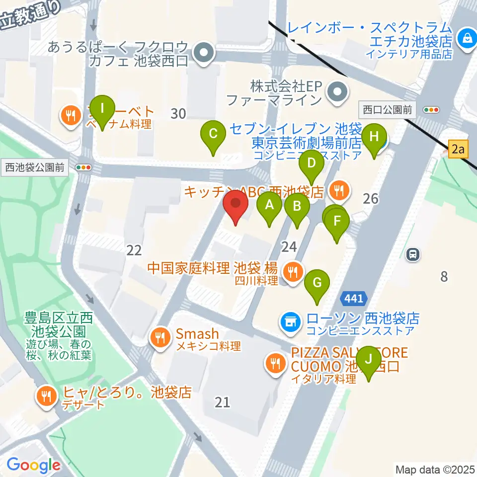 イケガク周辺のカフェ一覧地図