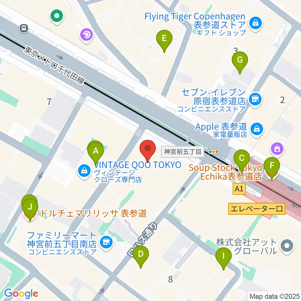 カワイ表参道周辺のカフェ一覧地図