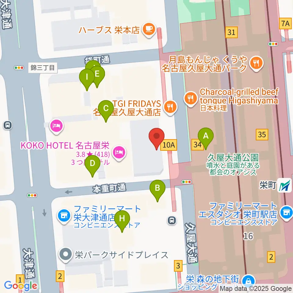 カワイ名古屋周辺のカフェ一覧地図