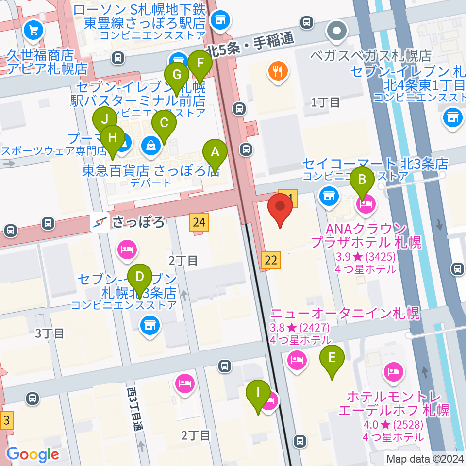 カワイ札幌周辺のカフェ一覧地図