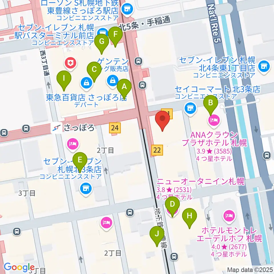 カワイ札幌周辺のカフェ一覧地図