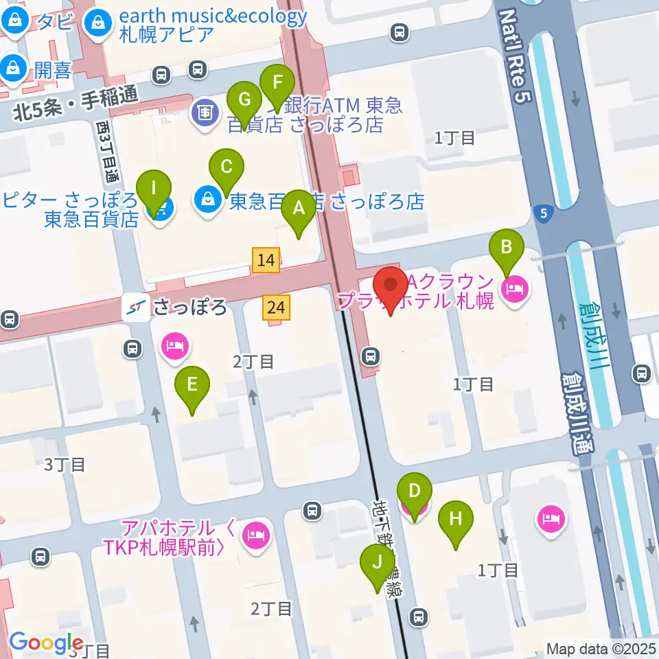 カワイ札幌周辺のカフェ一覧地図