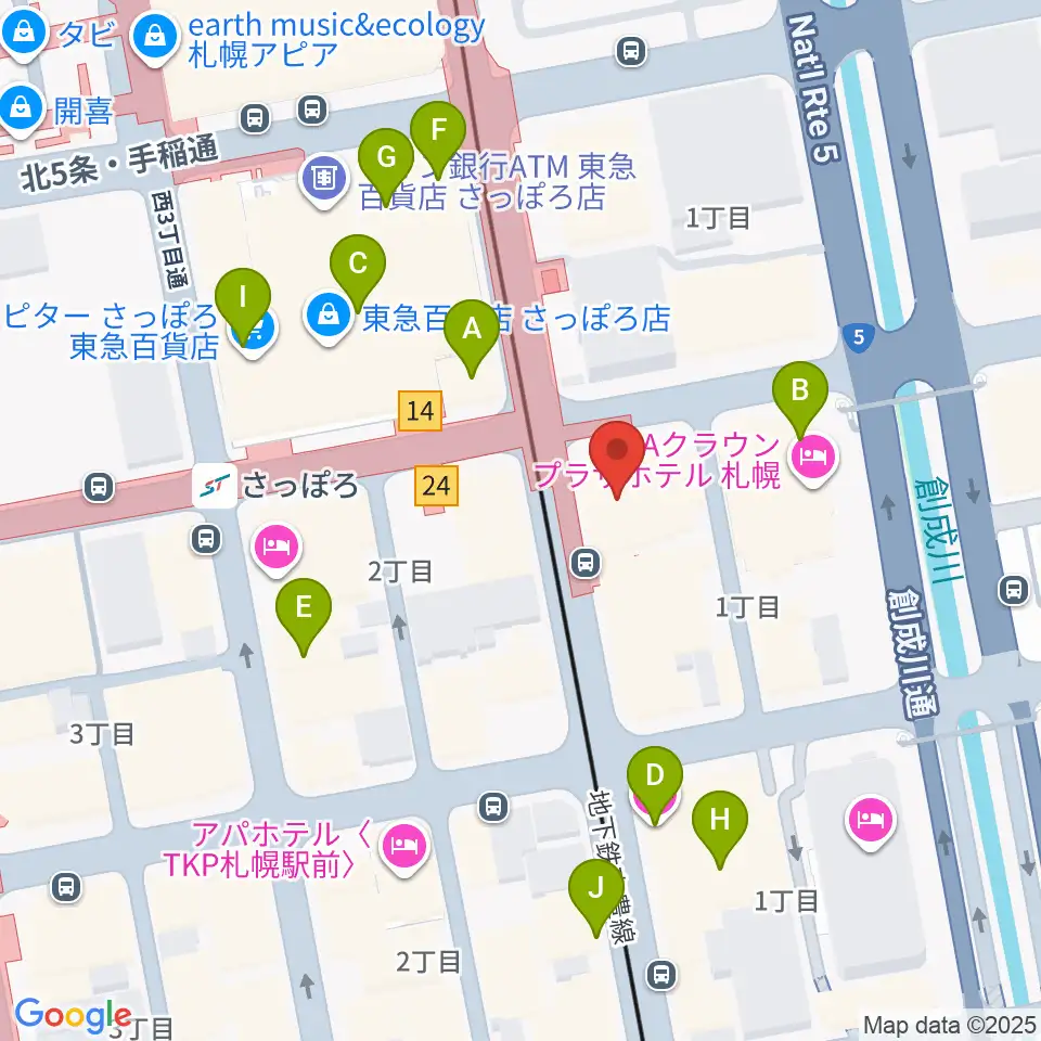 カワイ札幌周辺のカフェ一覧地図