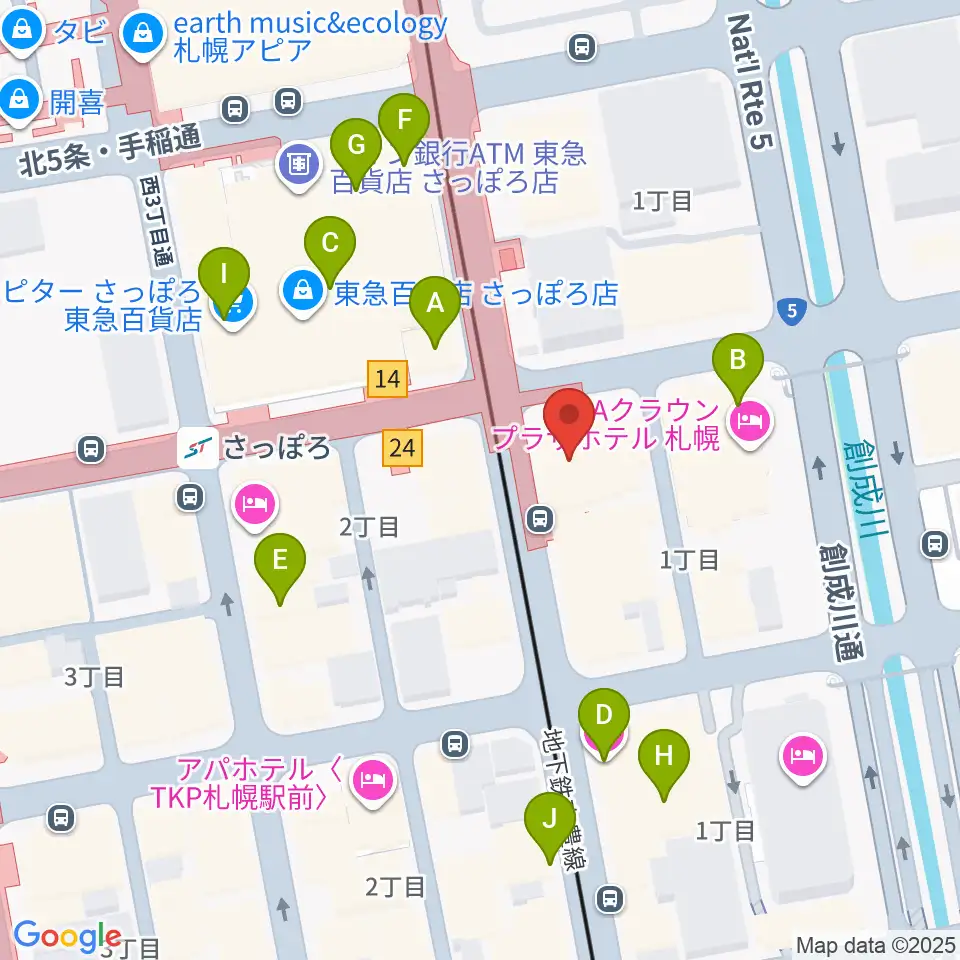 カワイ札幌周辺のカフェ一覧地図