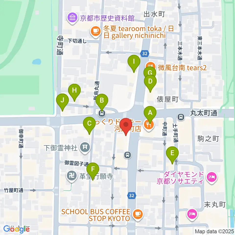 ティンカーベルミュージックスクール周辺のカフェ一覧地図