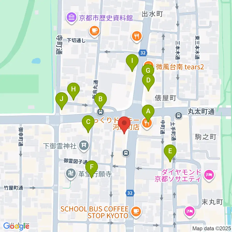 ティンカーベルミュージックスクール周辺のカフェ一覧地図