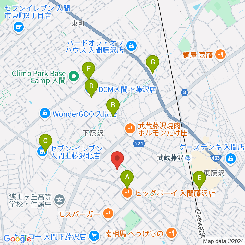 音楽教室ワンダートーン周辺のカフェ一覧地図