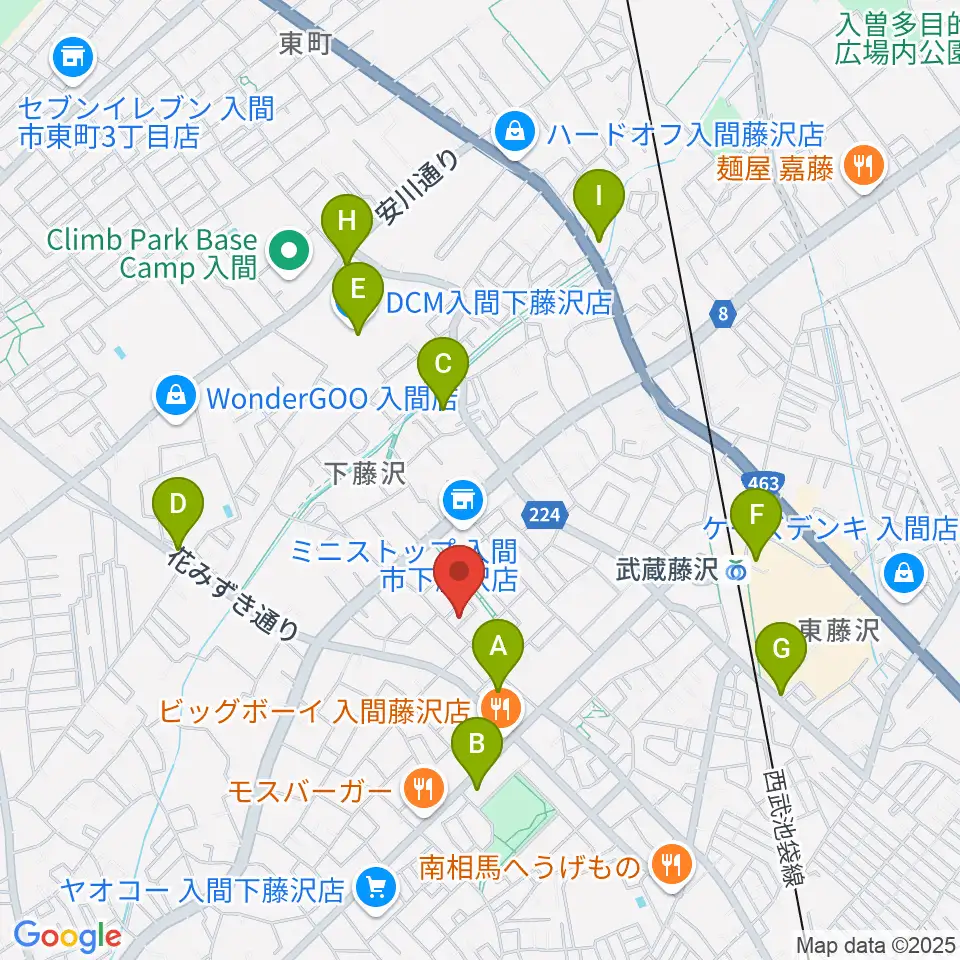 音楽教室ワンダートーン周辺のカフェ一覧地図