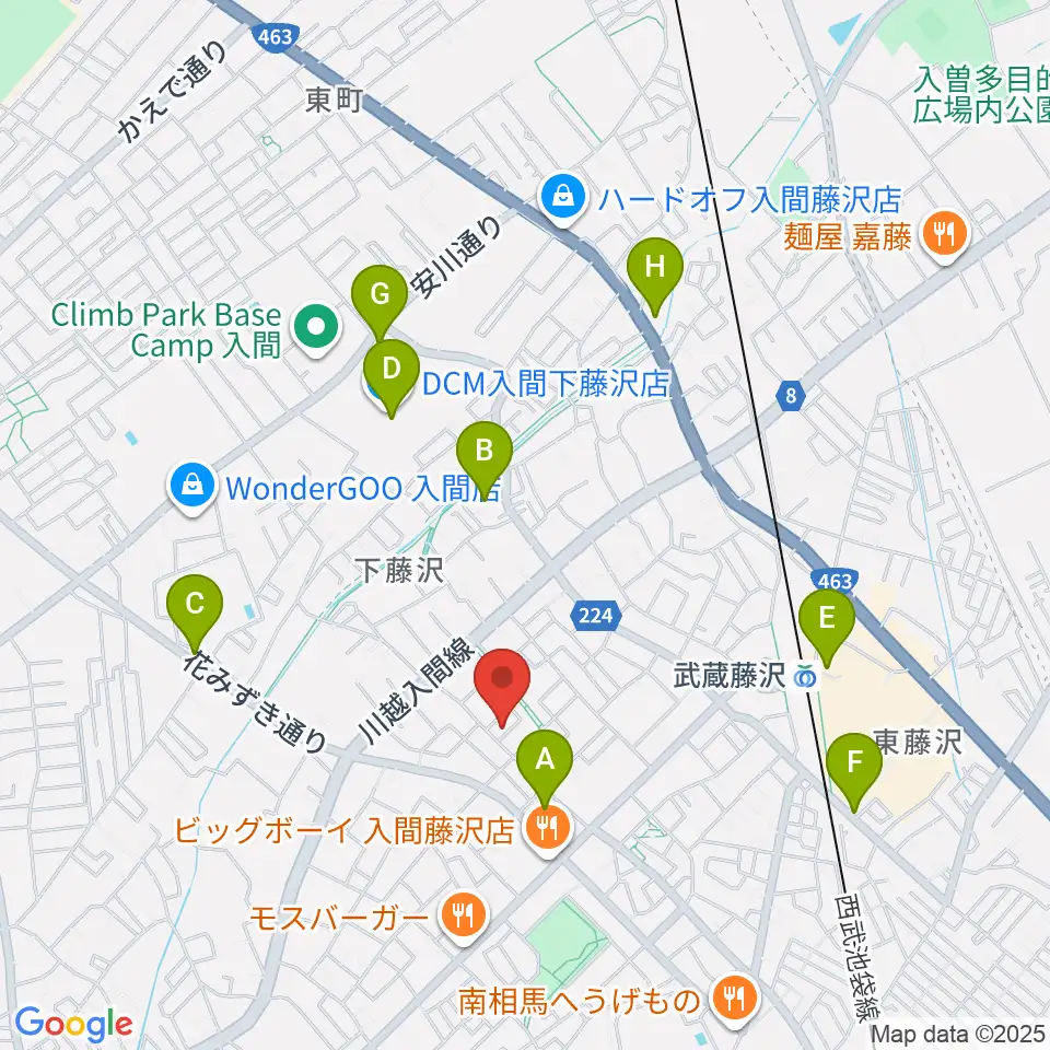 音楽教室ワンダートーン周辺のカフェ一覧地図