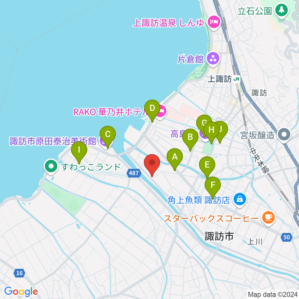 琴光堂和楽器店 諏訪店周辺のカフェ一覧地図