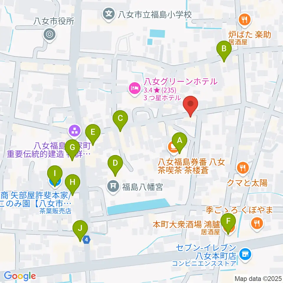志げとみ楽器店周辺のカフェ一覧地図
