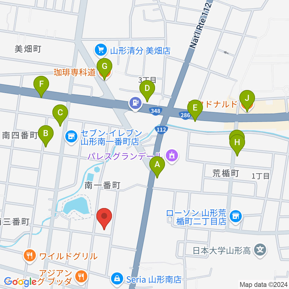 彩雲弦楽器工房周辺のカフェ一覧地図