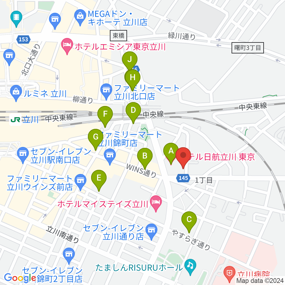 日本和楽器製造周辺のカフェ一覧地図